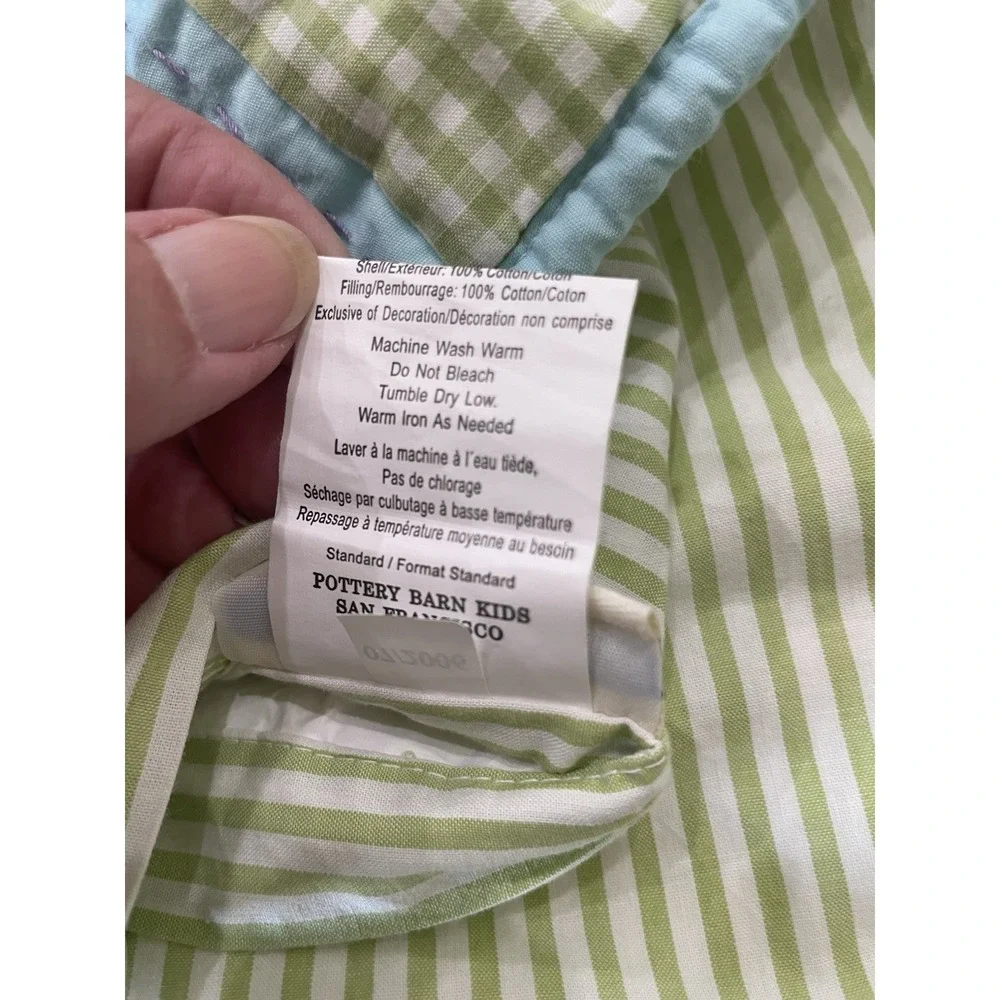 2 Pottery Barn Kids Standard Quilted Pillow Shams Multi Cotton Stripe Gingham